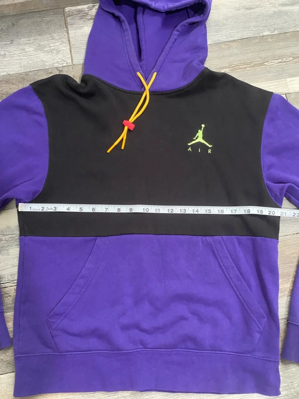Jordan Colorblock Crewneck Hoodie in Purple, Black & Yellow